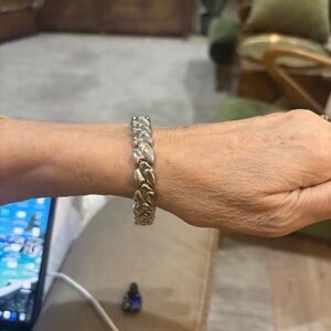 Vintage Milor 1980-1990 Italian Sterling Silver Puffec Chevron Bracelet